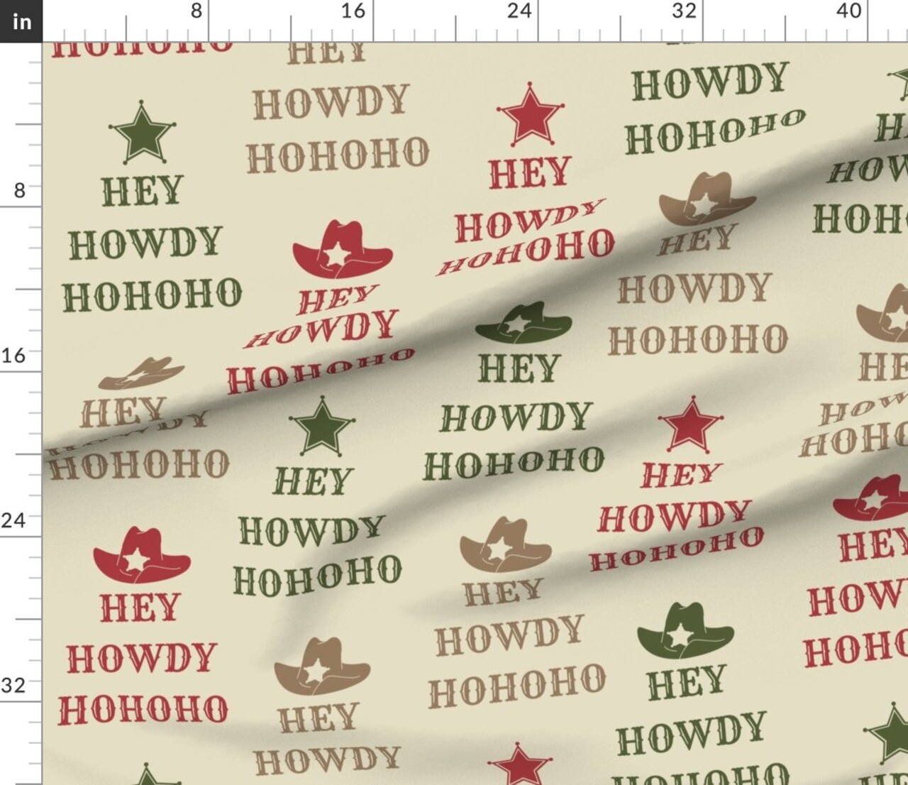 Western Christmas Cowboy Custom Printed Fabric by Spoonflower Various Fabrics by the Yard or Fat Quarter
